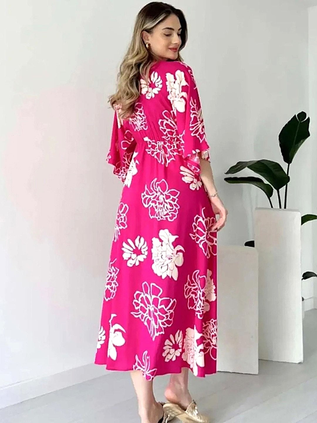 Pink Floral Maxi Dress for Women | Elegant Summer Wear