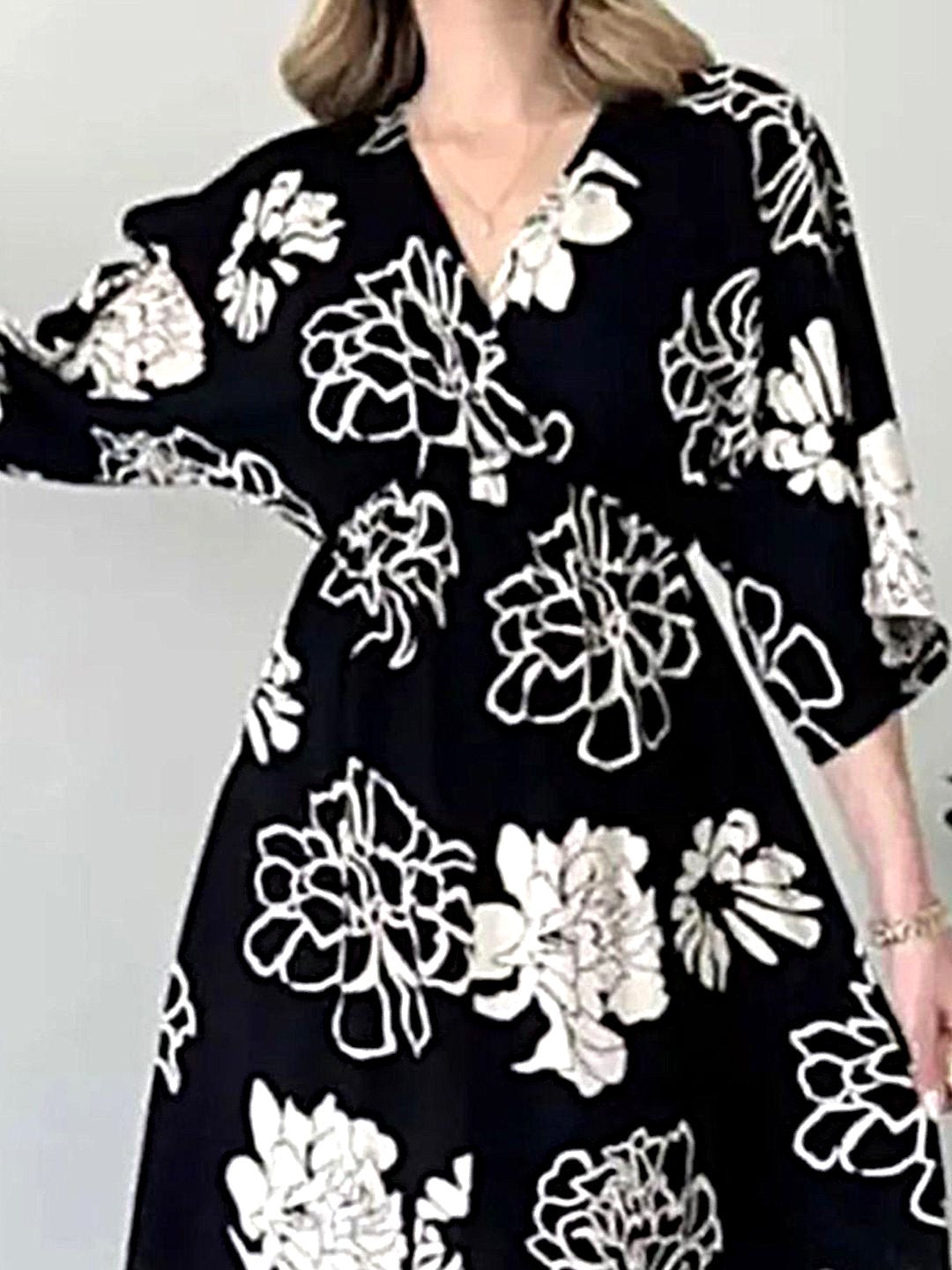 Black Floral Long Dress for Women | Elegant Party Wear